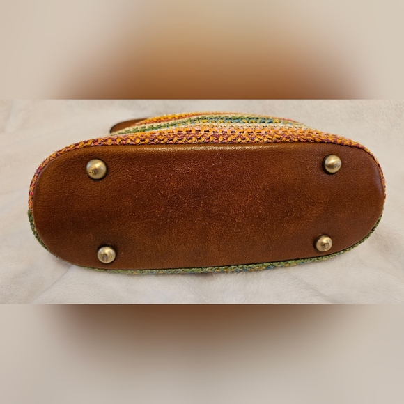 Patricia Nash Laureana frame Spanish zig zag kisslock woven satchel/crossbody - Picture 4 of 7